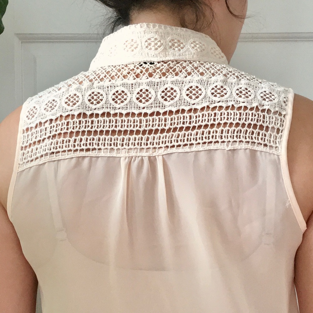 Blush Lace Sleeveless Blouse - Picture 4 of 9